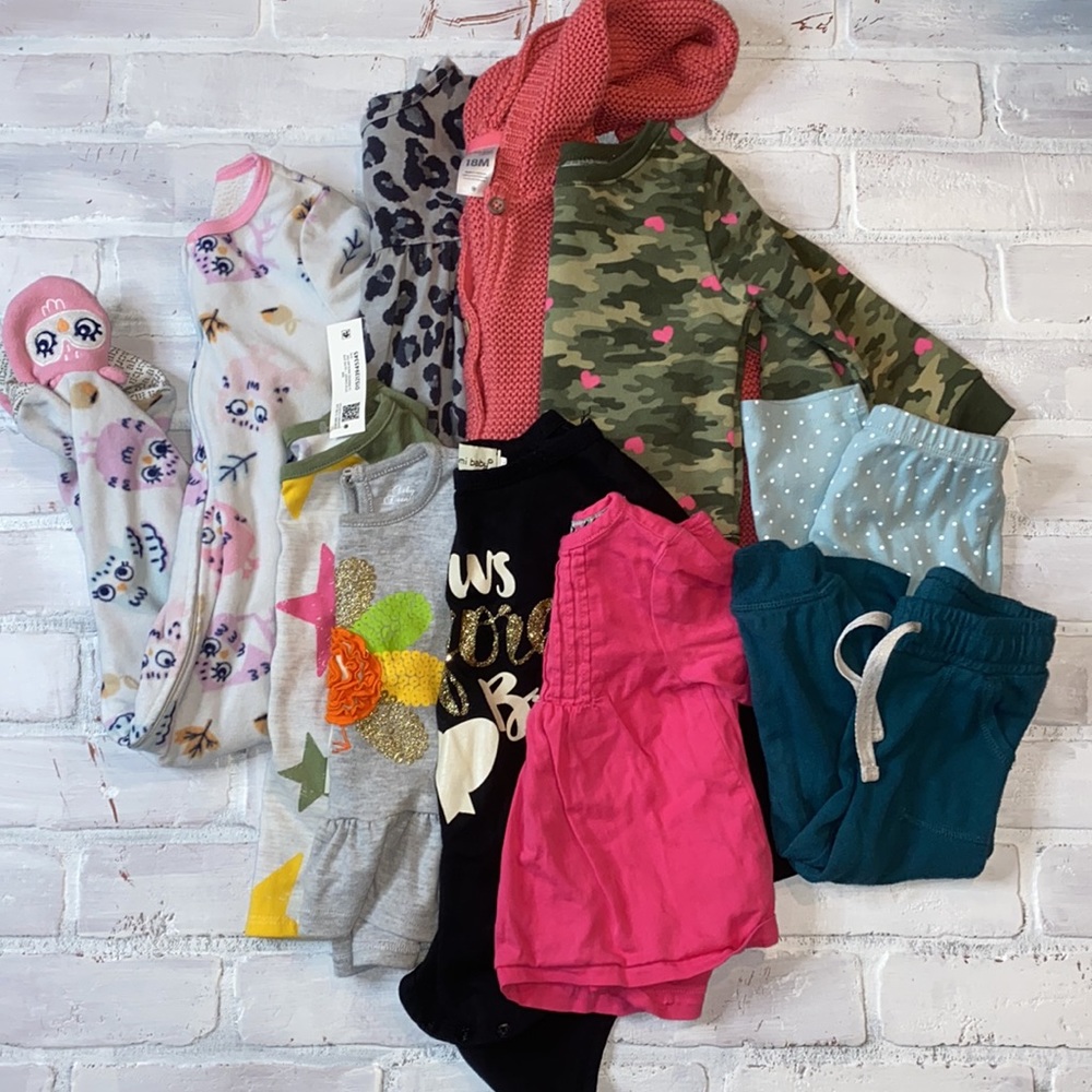 Toddler girl 18m footie dress sweater top pants bundle!!